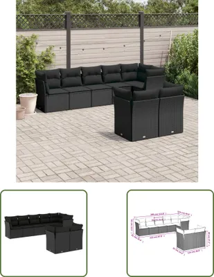 Produktbild von The Living Store 8-tlg. Garten-Sofagarnitur mit Kissen Schwarz Poly Rattan