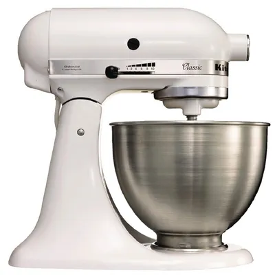 Produktbild von KitchenAid 5K45SS, Standmixer, Edelstahl, Weiß, Schlagen, Kneten, Mixen, Rührer, 4,3 l, 220 RPM, Direct Drive