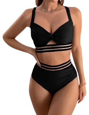 Produktbild von Damen High Waist Bikini Set mit Kreuzrücken