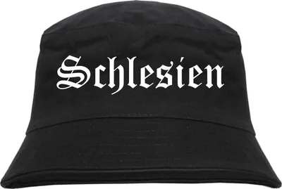 Produktbild von Schlesien Fischerhut - Altdeutsch - bedruckt - Bucket Hat Anglerhut Hut Schwarz S/M