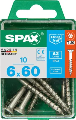 Produktbild von Spax Universalschrauben 6.0 x 60 mm TX 30 - 10 Stück Edelstahl