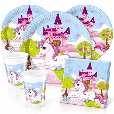 Produktbild von Einhorn Partyset zum Kindergeburtstag 36 tlg.