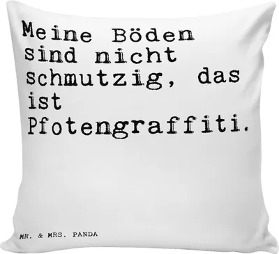Produktbild von Mr. & Mrs. Panda kissen bedruckt Meine Böden sind nicht... - Weiß - Geschenk, Wohnung, Spruch Sprüche Weisheiten Zitate Lustig Weisheit Worte, Lustige, Herz, für sofa