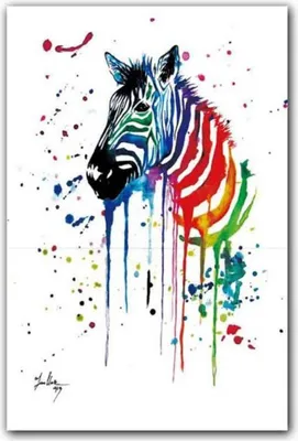 Produktbild von TPFLiving Kunstdruck LW-802 (OHNE RAHMEN) Poster - Leinwand - Wandbild - Hochauflösender Giclée-Druck, langlebig und hochwertig - Grafitti Art - Bunte Tiermotive - Größe: 40x50cm