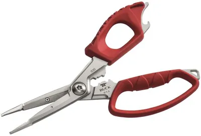 Produktbild von Buck Anglerwerkzeug Splizzors, Spitzzange, gezahnte Schere,, Klemmhilfe, Flaschenöffner, Nylonscheide