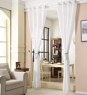 Produktbild von WOLTU Gardinen transparent mit Ösen Leinen Optik, Ösenschal Vorhang Stores Voile Fensterschal Dekoschal 140x245 cm, Weiß, (1 Stück)