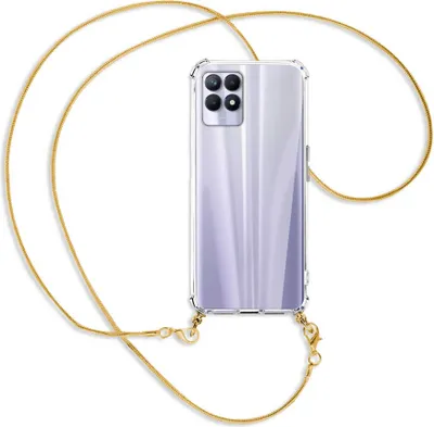 Produktbild von Handykette Backcover-Schutzhülle mit Band (Metall goldfarben) für Realme 8i - goldfarbene Kette Snake
