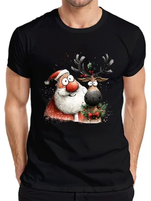 Immagine prodotto di Babbo Natale Renna Rudolph divertente regalo di Natale T-shirt da uomo, nero, XL