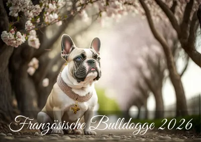 Image de raxxa Premium Calendrier mensuel Bouledogue français 2026 horizontal DIN-A3