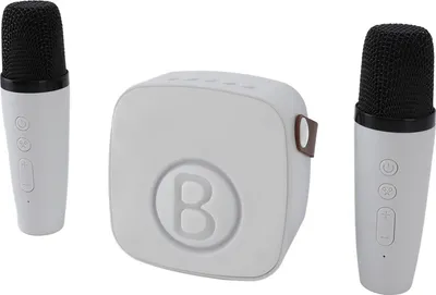 Image de Machine à karaoké, haut-parleur miniature portable, microphone Bluetooth sans fil pour enfants, blanc, 2 microphones