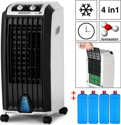 Produktbild von MONZANA® Aircooler 4in1 5L Tank Timer 3 Stufen Mobiler Luftkühler Ionisator Luftbefeuchter Ventilator Klimagerät Turmventilator Säulenventilator weiß