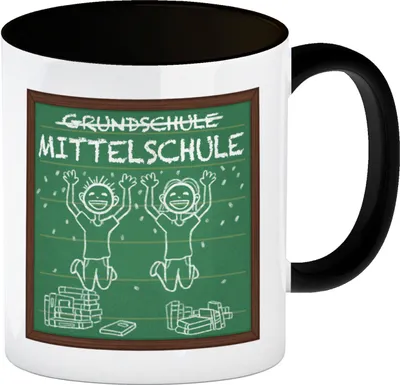 Produktbild von Mittelschule Kaffeebecher Schwarz für die weiterführende Schule im Tafellook