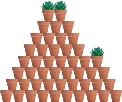 Obrázok produktu pre 48 mini terakotových kvetináčov na sukulenty a kaktusy - 5 cm s drenážnymi otvormi