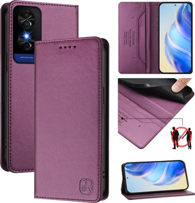 Produktbild von Lederhülle für TCL 50 5G/TCL 50 XE NxtPaper/TCL 50 XE 5G Hülle Flip Brieftasche Kartenfächern Ständer Schutzhülle Lila