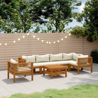 Produktbild von Maison Exclusive - 7-tlg. Garten-Lounge-Set mit Creme Kissen Massivholz Akazie
