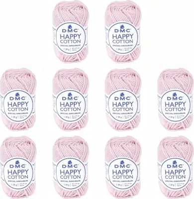 Zdjęcie produktu dla 10 motków DMC Happy Bawełna – miękka przędza ze 100% bawełny, nr 392 (kolor 760)