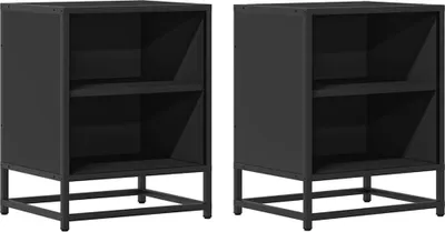 Obrázok produktu pre Nočné stolíky 2 ks čierne 40x31x50 cm kompozitné drevo+kov