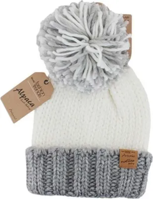 Immagine prodotto di Cappello invernale da donna " Cappello Emma con pompon " Cappello lavorato a maglia in lana, filato spesso " Cappello invernale con pompon: Bianco Colore: Bianco