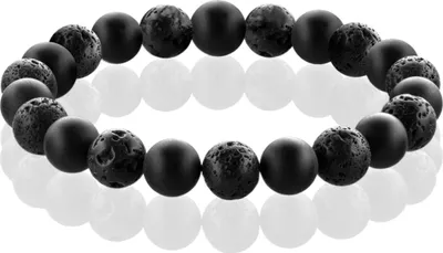 Produktbild von FABACH Spirituals Chakra Perlenarmband mit 8mm Lavastein-Perlen und Onyx-Natursteinen (schwarz) - Yoga Armband aus 21 Heilsteinen - Energiearmband für Damen und Herren