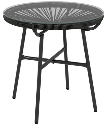 Produktbild von Outsunny Ratten Beistelltisch, Runder Bistrotisch Gartentisch, für Terrasse