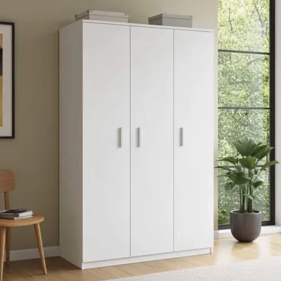Produktbild von Kleiderschrank Zenit SZ3D, Drehtürenschrank, Drei-Türen Garderobenschrank für Schlafzimmer (Farbe: Weiß)