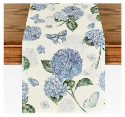 Produktbild von Tischläufer mit Blumenmotiv für Frühling und Sommer, modern und langlebig, geeignet für Esszimmer und Wohnzimmer, 33 x 120 cm
