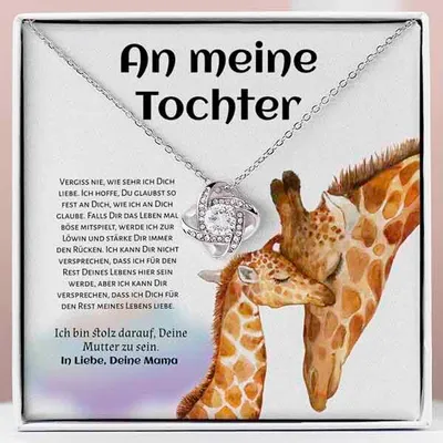 Produktbild von Halskette und Anhänger plattiert mit 14 Karat Weißgold mit Zirkonia-Kristallen - An meine Tochter - LEXI