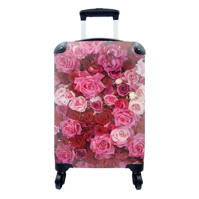 Produktbild von MuchoWow® Koffer Handgepäck Trolley Rollkoffer Kleine Reisekoffer mit 4 Rollen - Rosen - Rosa - Rot - Cabin Size < 55x40x23 cm & 55x40x20 cm - Fotokoffer - Kabinenkoffer - Boardgepäck - Reise-Box - Reisekoffer - Reisegepäck - Koffer mit Bild - Trolley für Kinder