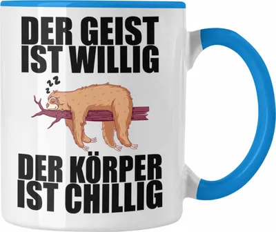 Produktbild von Trendation - Lustige Tasse mit Spruch Faultier Mitarbeiter Arbeitskollege Geschenk Büro (Blau)
