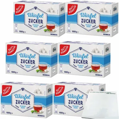 Produktbild von Gut & Günstig Würfelzucker 6er Pack (6x1Kg Packung) + usy Block