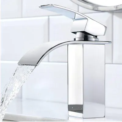 Immagine prodotto di Rubinetto per lavabo a cascata Ibenzoa® – miscelatore monocomando cromato con cartuccia in Vetroceramica, realizzato in ottone, resistente a 500.000 cicli, attacco da 38 pollici