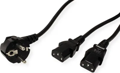 Produktbild von ROLINE Y-Netzanschlusskabel, schwarz, 2 m