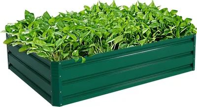 Produktbild von COSTWAY Hochbeet Stahl, Rechteckiges Pflanzkasten, Erhöhtes Gartenbeet, Frühbeet für Gemüse Blumen Kräuter, Blumenbeet Pflanzbeet Grün 120x90x30,5 cm