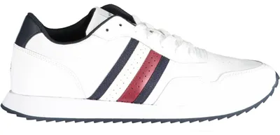 Produktbild von Weiße Herren-Sportschuhe: Kontrastdetails & Logo, mit Schnürsenkeln
