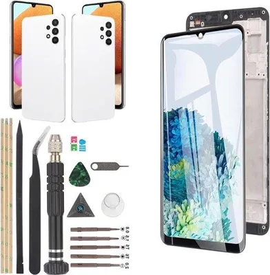 Produktbild von Ersatz-Touch-Schirm für Galaxy A32 4G/A325F/A325M - Display-Reparatur-Kit - schwarz mit Rahmen.