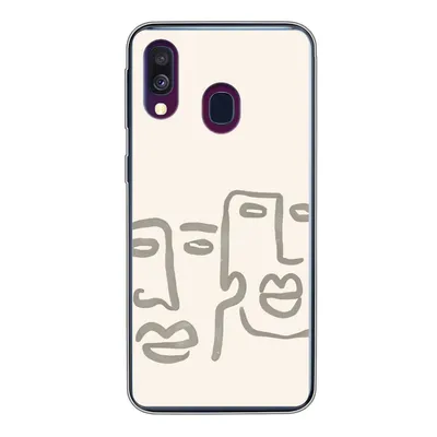 Produktbild von MuchoWow® Handyhülle Schutzhülle Hülle für Samsung Galaxy A40 Gesicht - Abstrakt - Strichzeichnung Silikon Softcase Handy Hülle - Handy-Tasche