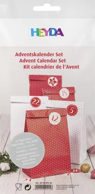 Produktbild von HEYDA 203089330 Adventskalender-Set 240 x 130 x 75 mm Papier rot/weiß