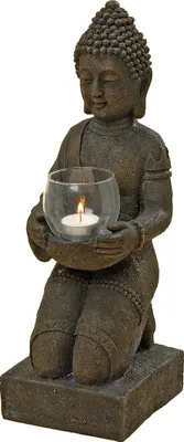 Produktbild von Buddha mit Windlicht Teelicht 44cm Figur Feng Shui Teelichthalter