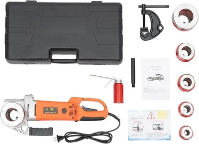 Produktbild von Elektrische Gewindeschneidmaschine Tragbarer Rohreinfädler Rohrgewindeschneider mit 6 Matrizen (1/2", 3/4", 1", 1-1/4", 1-1/2", 2"), 2300W, Gewindeschneidkluppe EU-Stecker