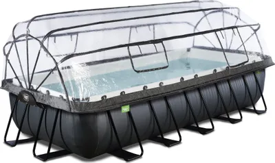 Obrázek produktu pro Černý kožený bazén EXIT 540x250x100cm s pískovou filtrací, čerpadlem a krytem a tepelným čerpadlem - černý