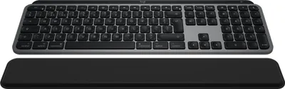 Produktbild von Logitech Master MX Keys S Combo for Mac, Kabellos, RF Wireless + Bluetooth, Scherenschalter, QWERTY, LED, Aluminium, Schwarz