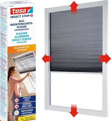 Produktbild von tesa Insektenschutz Plissee Rollo Fliegengitter Dachfenster ohne Bohren Alu weiß