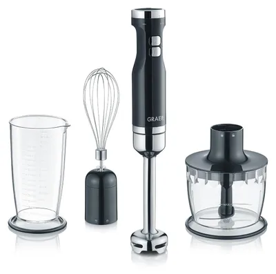 Immagine prodotto di Frullatore a immersione Frullatore a immersione - 800 W - 5 velocità con turbo - Nero - Con tritatutto e frusta