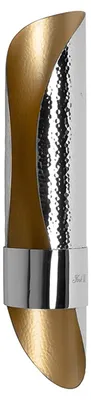 Produktbild von FINK Wandleuchter MUSETTE - Wandkerzenhalter aus Aluminium, gehämmert, silberfarben, innen goldfarben, H 49,5 cm