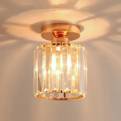 Produktbild von Deckenleuchte Gold Kristall-Deckenlampe 15 cm Kristalllampenschirmdurchmesser, E27 Lampenfassung