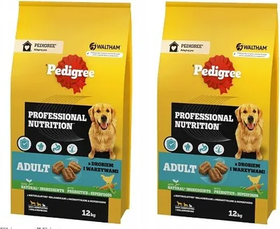 Produktbild von 2er Pack Pedigree Professional Nutrition Adult Geflügel & Gemüse 2 x 12 kg Trockenfutter für ausgewachsene Hunde (24 kg)
