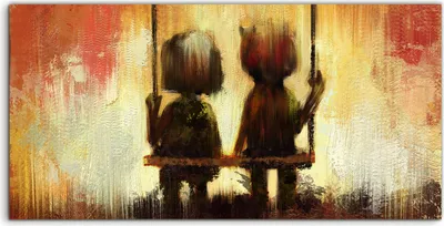 Produktbild von Coloray Acrylbild 140x70  Wandbild Acrylbilder Foto Paar unter Baum über Schaukel