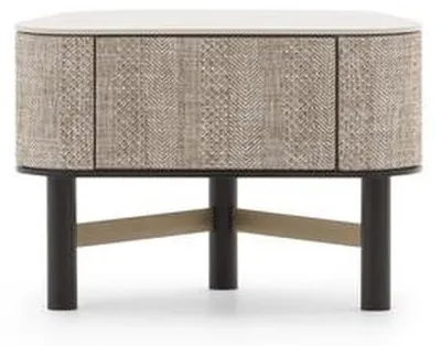 Produktbild von Moderner Nachttisch aus Holz in Beige, elegantes Schlafzimmermöbel