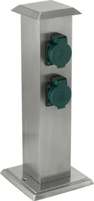 Produktbild von EGLO Outdoor Zubehör Steckdosensäule, Gartensteckdose, 4 Steckdosen, Material: Edelstahl und Kunststoff, Farbe: Silber, grün, IP44