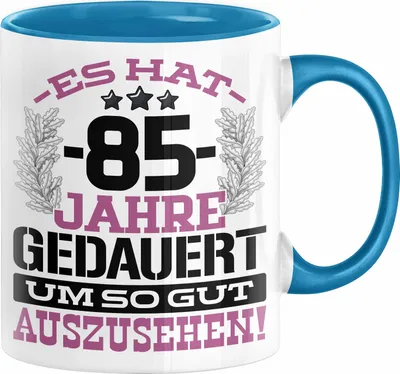 Produktbild von 85. Geburtstag Lustig Geschenk Männer Frauen Geschenkidee zum 85er Mann Frau Es Hat 85 Jahre Gedauert Um So Gut Auszusehen Mutter Vater (Blau)